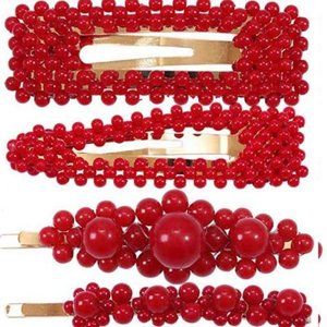 Super cute hair barretes clips New 4/pack Red